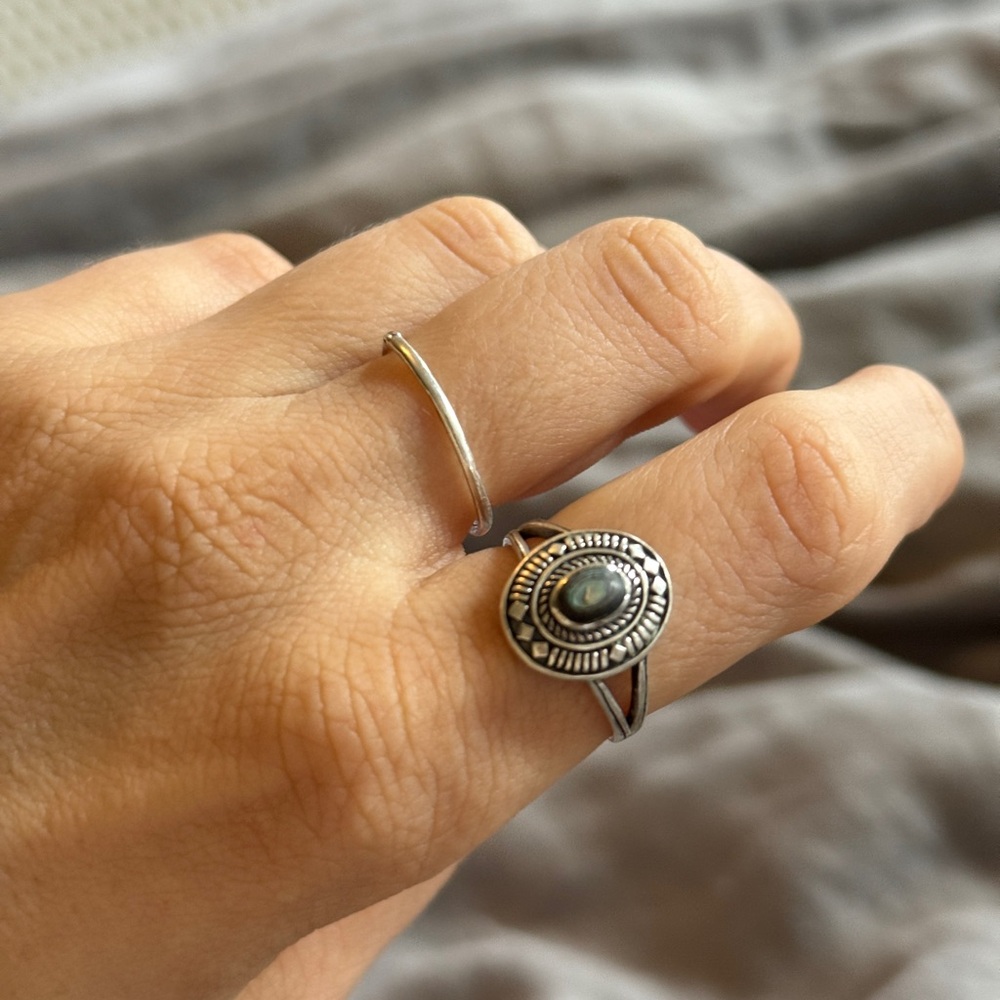 Sterling Silver Ring 925 Abalone Shell - image 1